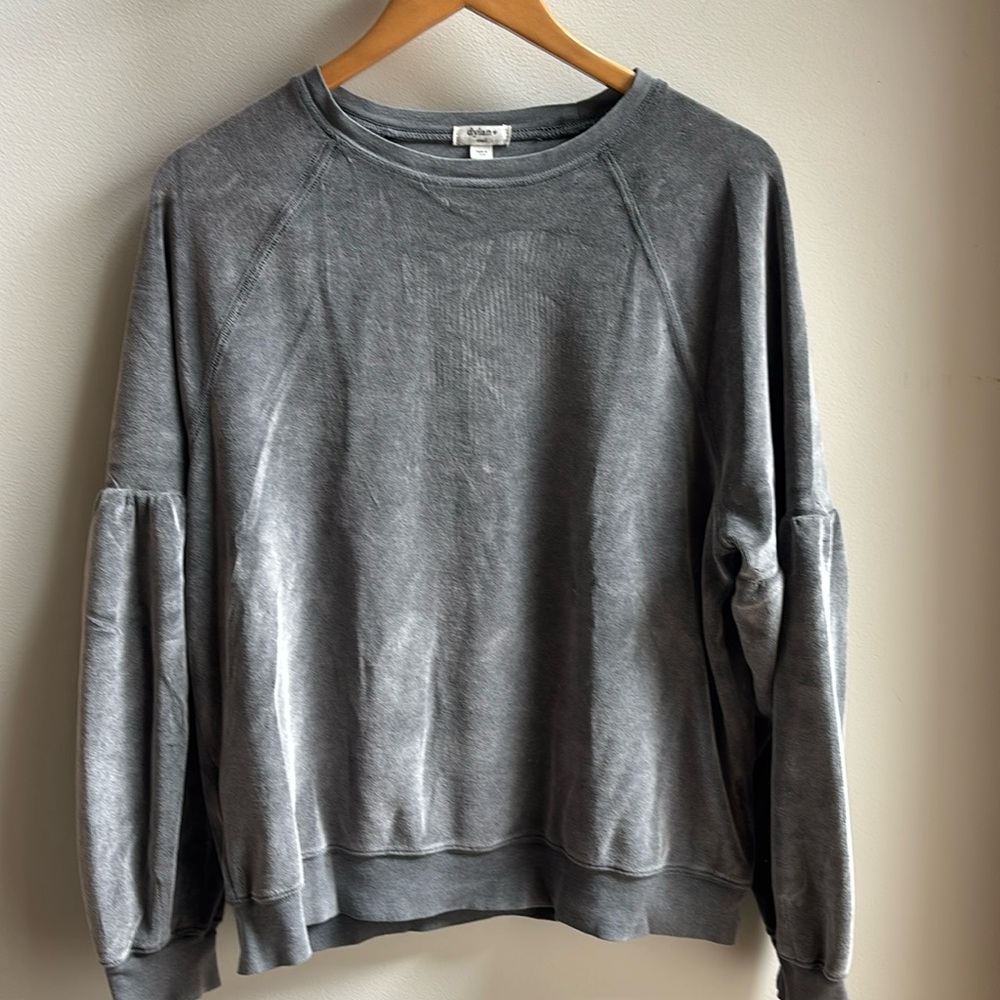 Dylan Charcoal Velvet Crewneck Top